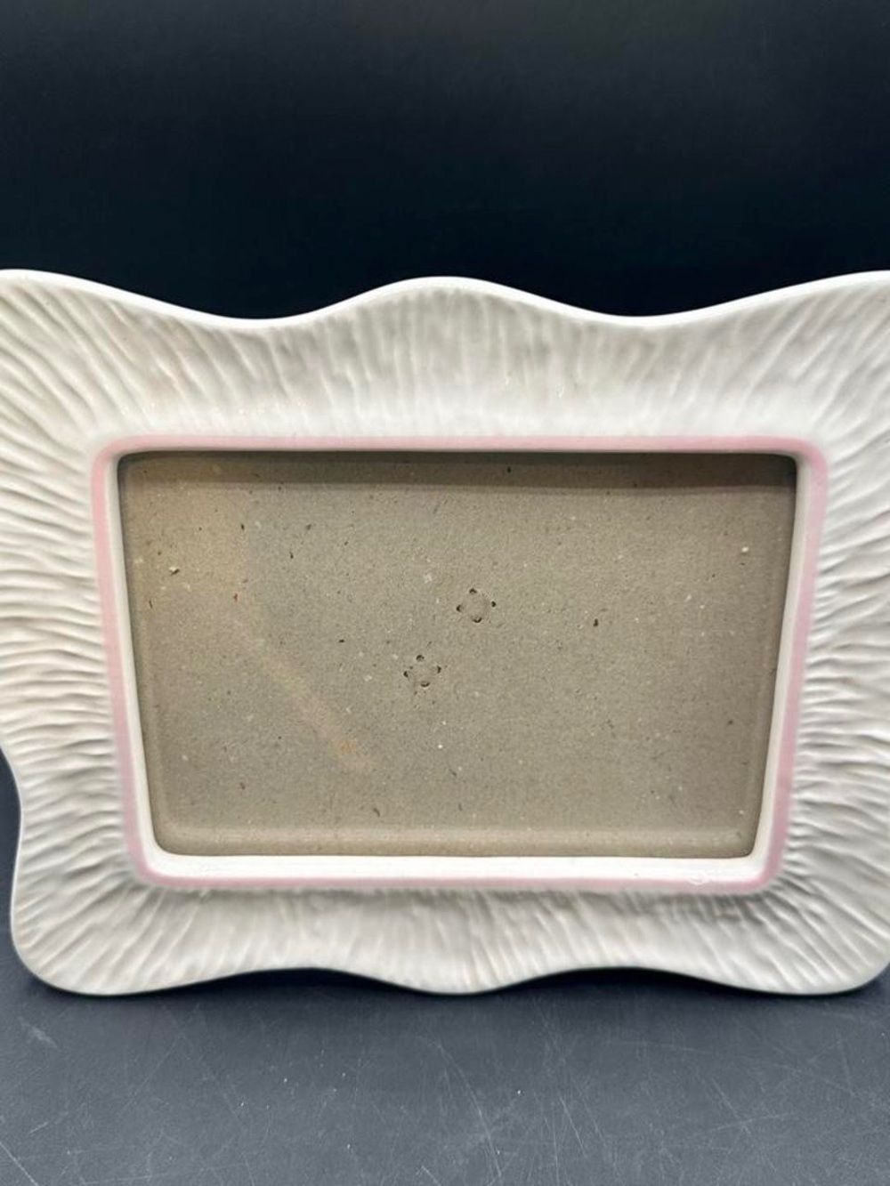 Textured White Ceramic Picture Frame with Pink Accent